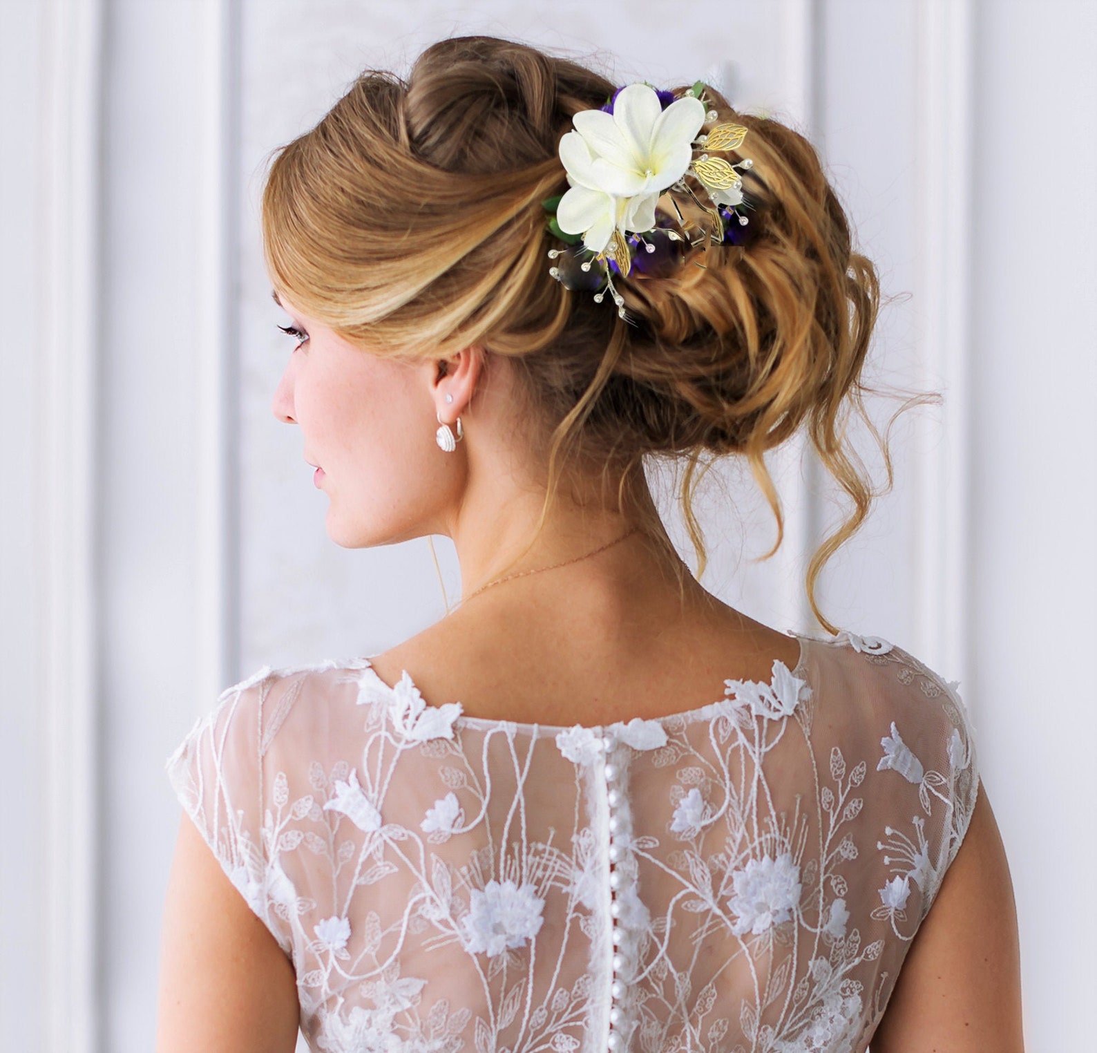 Wedding Hair Comb Bridal headpiece hair accessory Plumeria