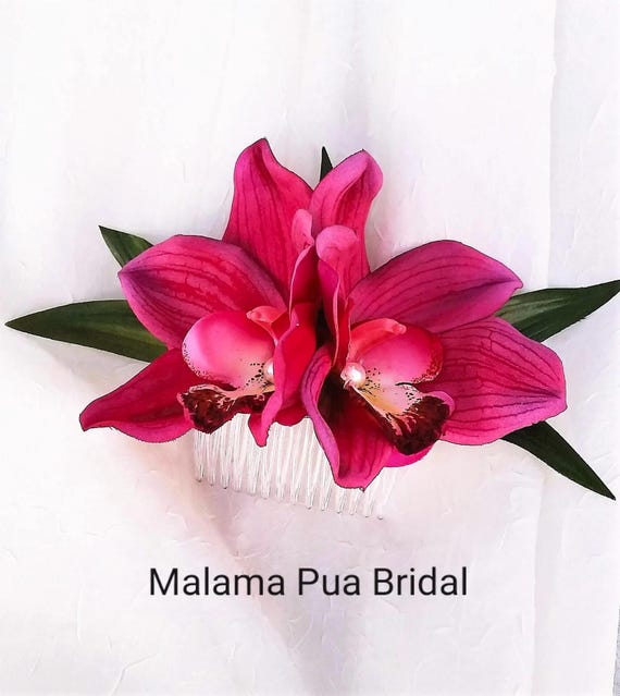 Tropical Hair clip, Bridal headpiece, silk orchid, hair accessory, hair flower, Wedding Headpiece, Hawaiian hair clip, Bridal hair comb