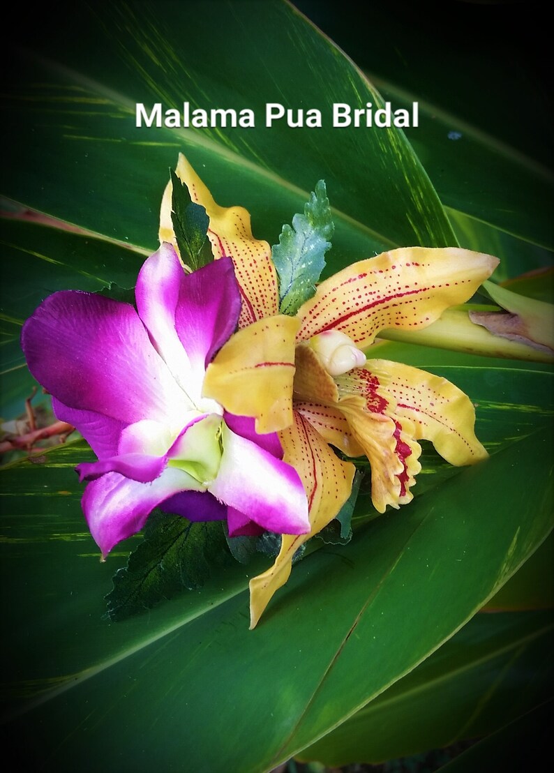 Hawaiian Tropical Headpiece TROPICAL HAIR FLOWERS Beach Wedding hair clip Silk flowers Fascinator Bridal headpiece Wedding flowers