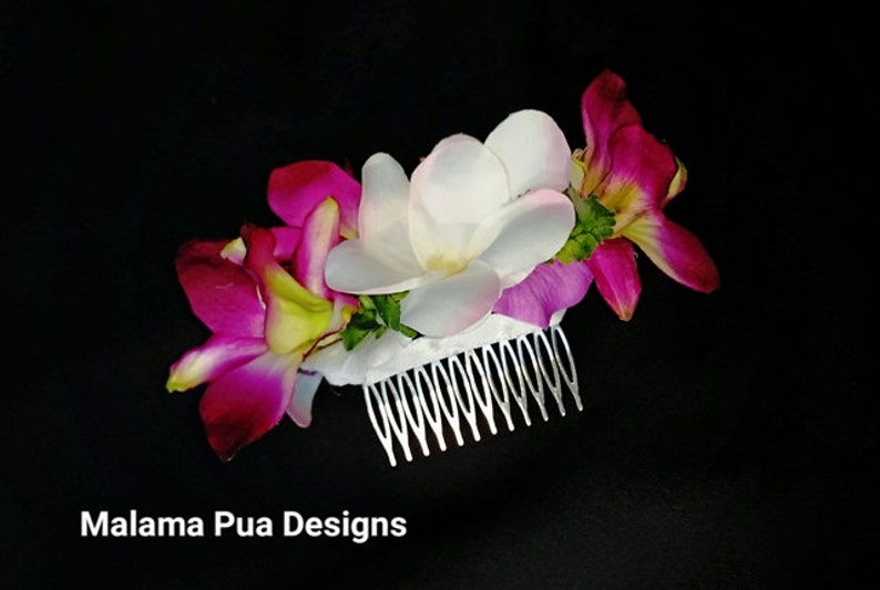Hair accessory Silk Flower HAIR COMB Fascinator Orchids bridal clip Headpiece Beach Wedding Hawaiian custom hair piece Hair clip