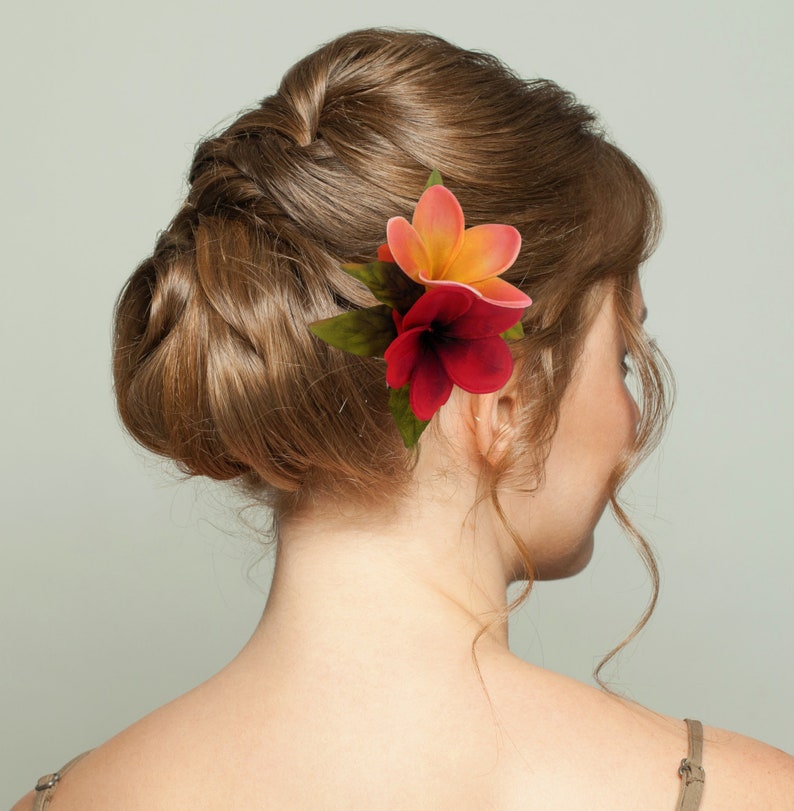Hawaiian Hair Flower Wedding Headpiece Real Touch Flower Etsy