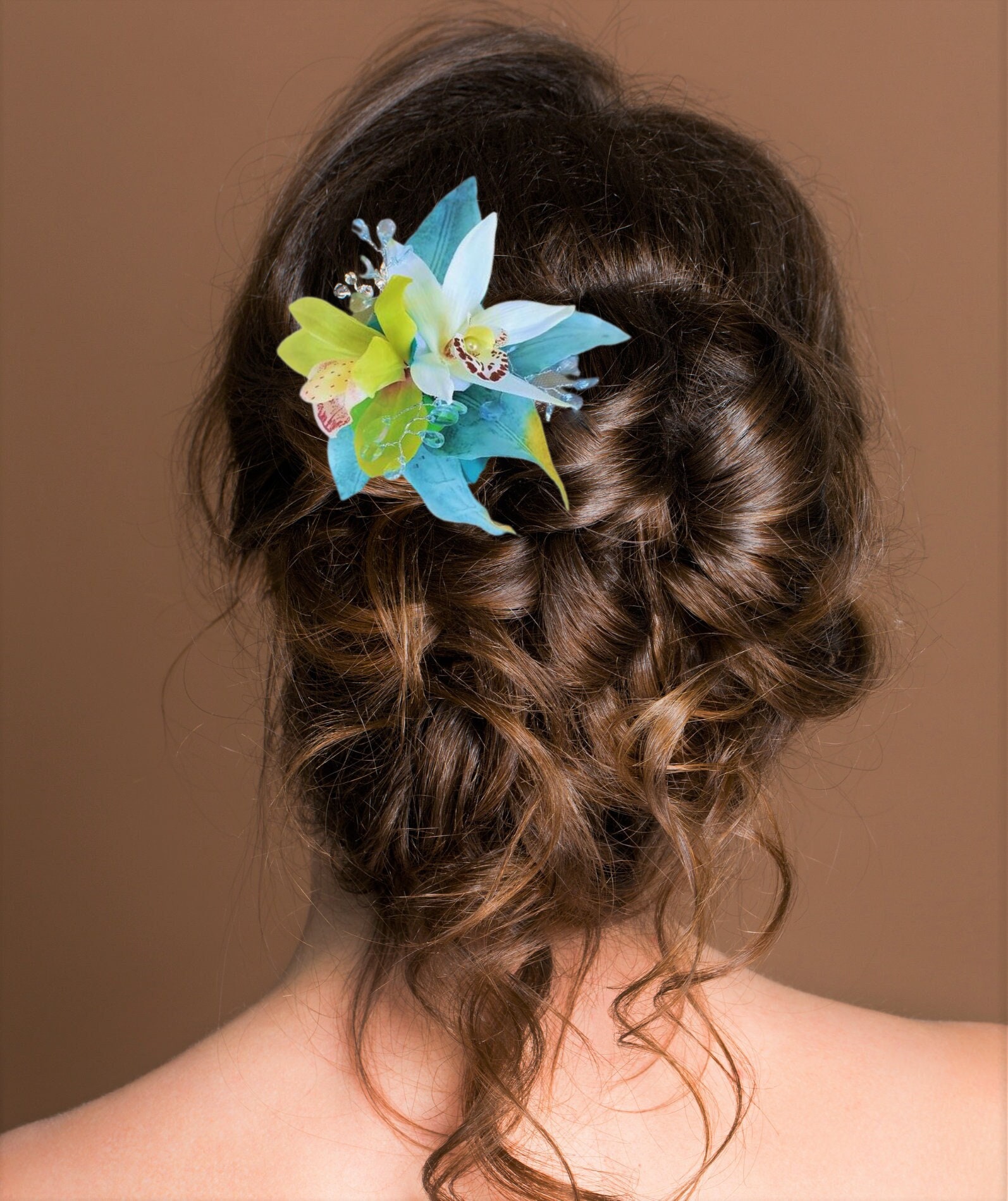 TROPICAL HAIR CLIP Hawaiian Orchids Bridal Hair Piece Etsy