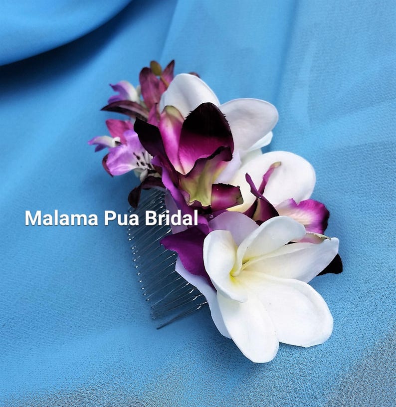 Hair accessory Silk Flower HAIR COMB Fascinator Orchids bridal clip Headpiece Beach Wedding Hawaiian custom hair piece Hair clip