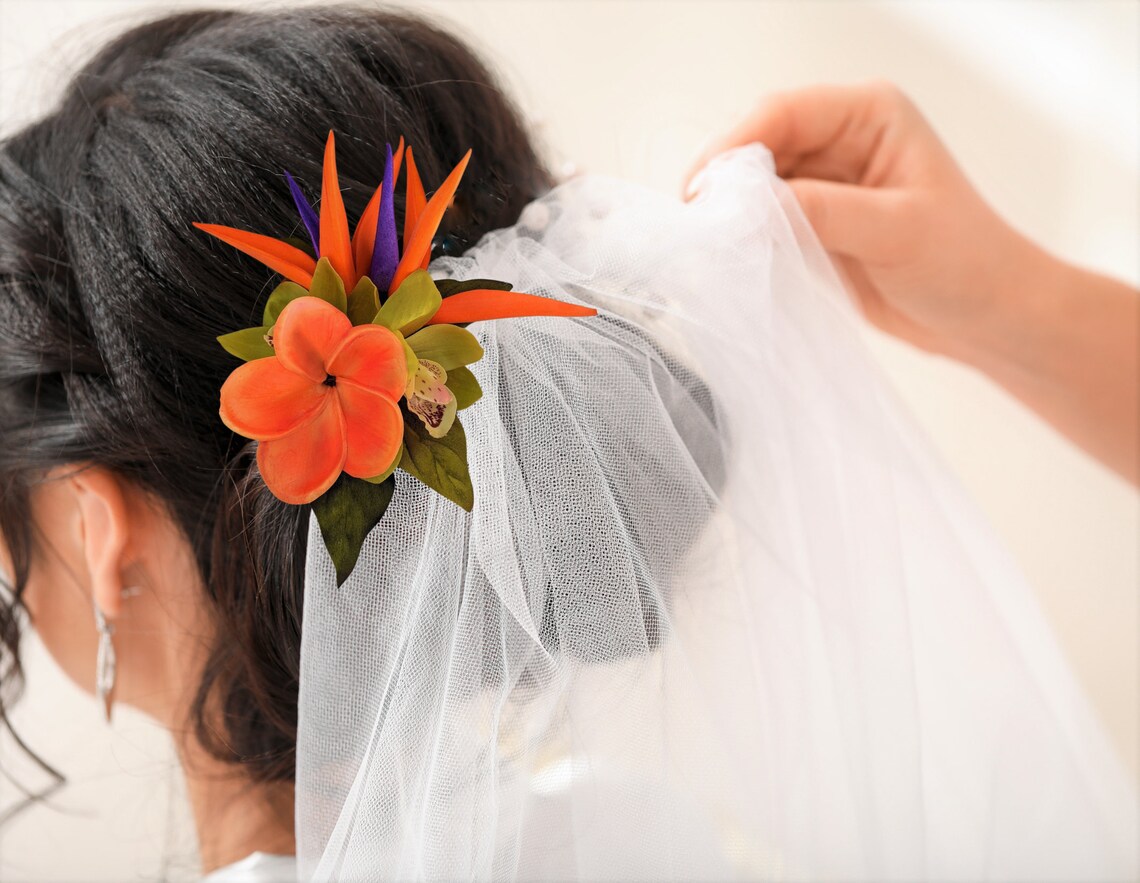 Tropical Flower Hair clip Bridal hair comb Bird of Paradise Etsy