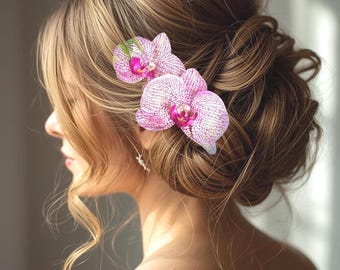 Orchid Hair Clip:  Real Touch Hair Flower, Tropical Hair Clip, Wedding Hair Accessory, Bridal Headpiece