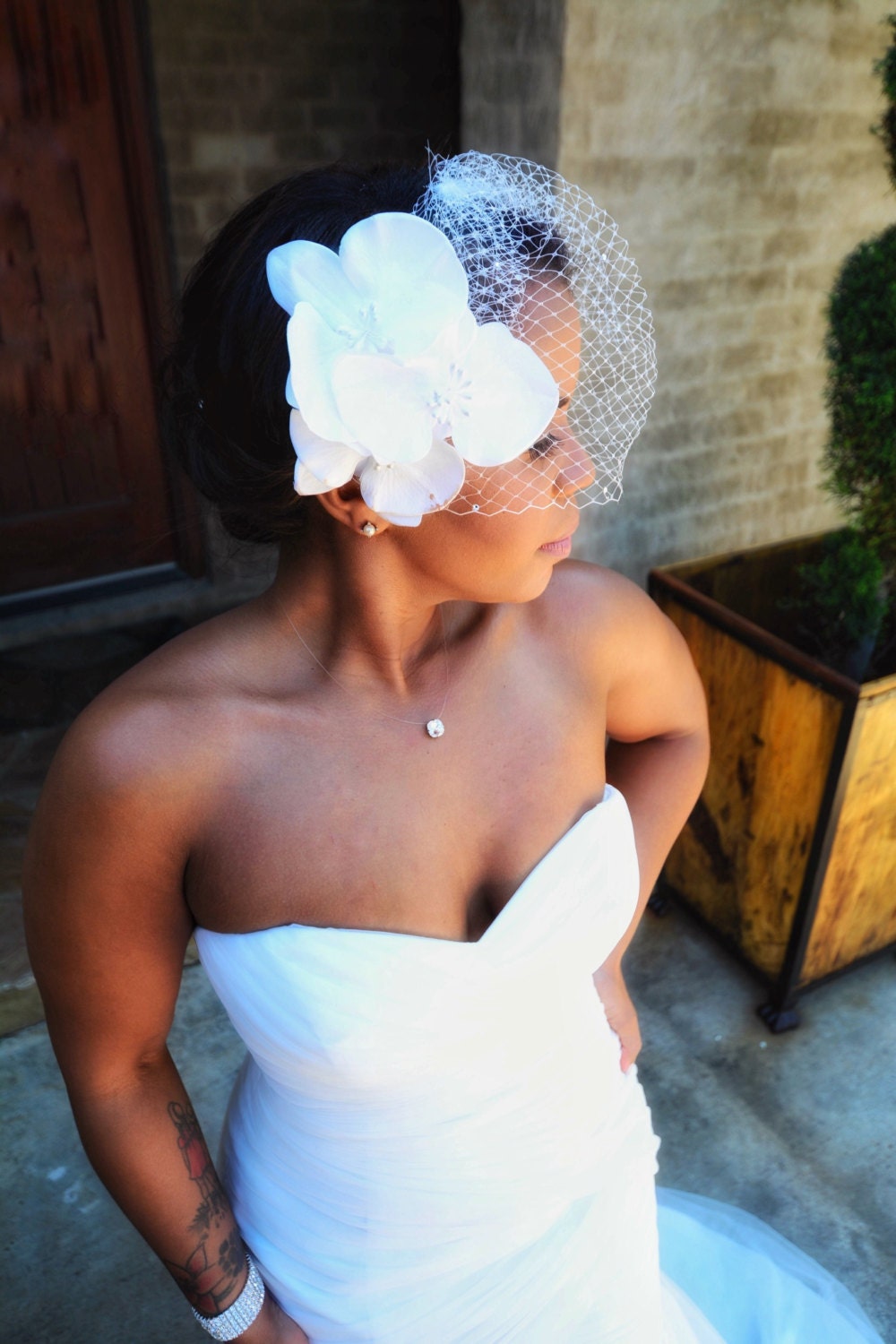 Wedding Veil And Fascinator Hair Accessory Orchid Silk Etsy