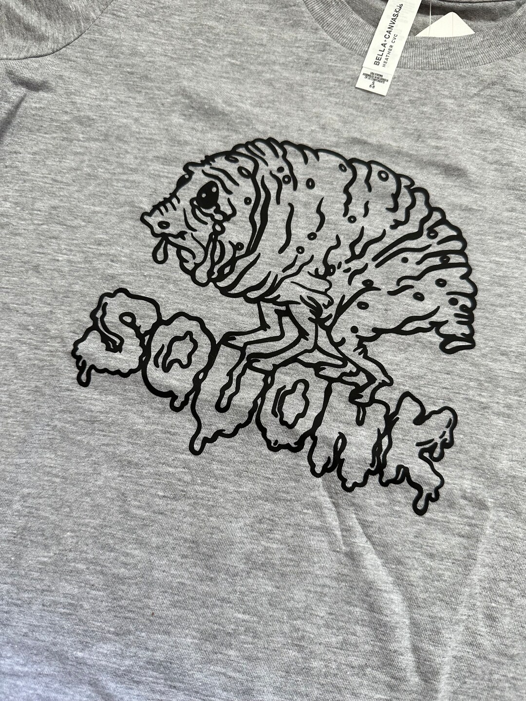 Squonk Crying His Own Name Black Motif on Gray Shirt
