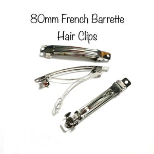 80mm 3 Inch French Barrette Style - Silver DIY Blank Hair Finding - Hairbow Blanks Bow Supplies - Packs of 6, 12, 25, or 50 Pieces