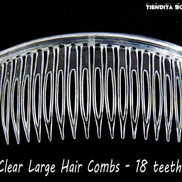 Clear Large Hair Combs - Transparent Acrylic Plastic Blanks - 18 teeth - 4 Inch x 2 Inch