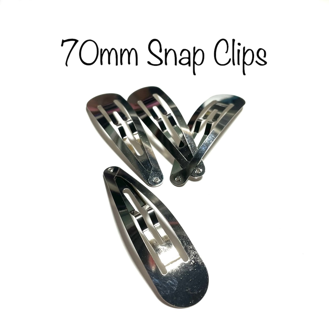 70mm 2 3/4 Inch Large Snap Hair Clips Silver DIY Hairbow Supplies Pack