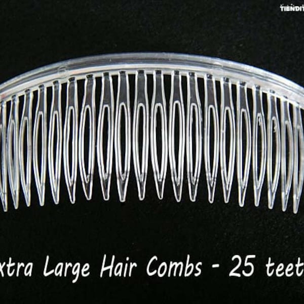 Clear Extra Large Hair Combs - Transparent Acrylic Plastic Blanks - 25 teeth - 5.5 inch x 1.75 inch