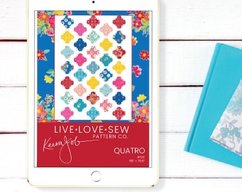 Quatro Quilt Pattern PDF | Intermediate Quilt Pattern Instant Download | Patchwork Sewing Pattern