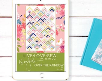 Über dem Regenbogen Quilt Anleitung PDF | Streifen Quilt Anleitung Sofort Download | Fortgeschrittenes Schnittmuster