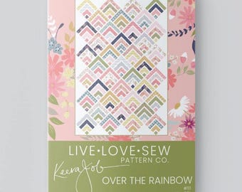 Über dem Regenbogen Quilt Pattern | Papier Quilt Anleitung | Intermediate Strip Quilt Schnittmuster