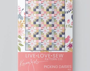 Gänseblümchen pflücken Quilt Anleitung | Papier Quilt Anleitung mit Applikation | Fortgeschrittenes Schnittmuster