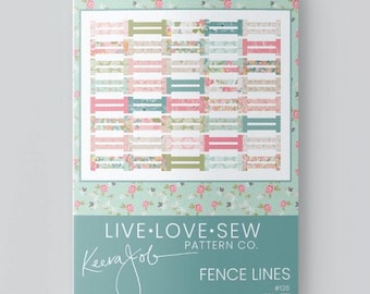 Fencelines Quilt Pattern | Paper Quilt Pattern | Beginner Strip Quilt Sewing Pattern