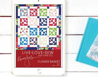Blumenkorb Quilt Muster PDF | Anfänger Quilt Anleitung Sofort Download | Patchwork Schnittmuster