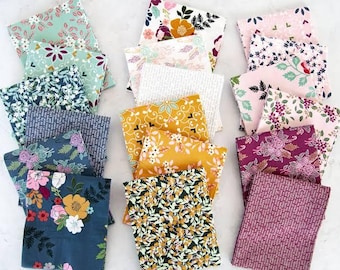 Floral Fat Quarter Bündel | Skurril romantischer Stoff zum Quilten | Patchwork & Nähgarn aus Baumwolle