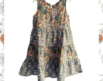 Girls Tier Dress - Hand Block Print Cotton Artisan Dress