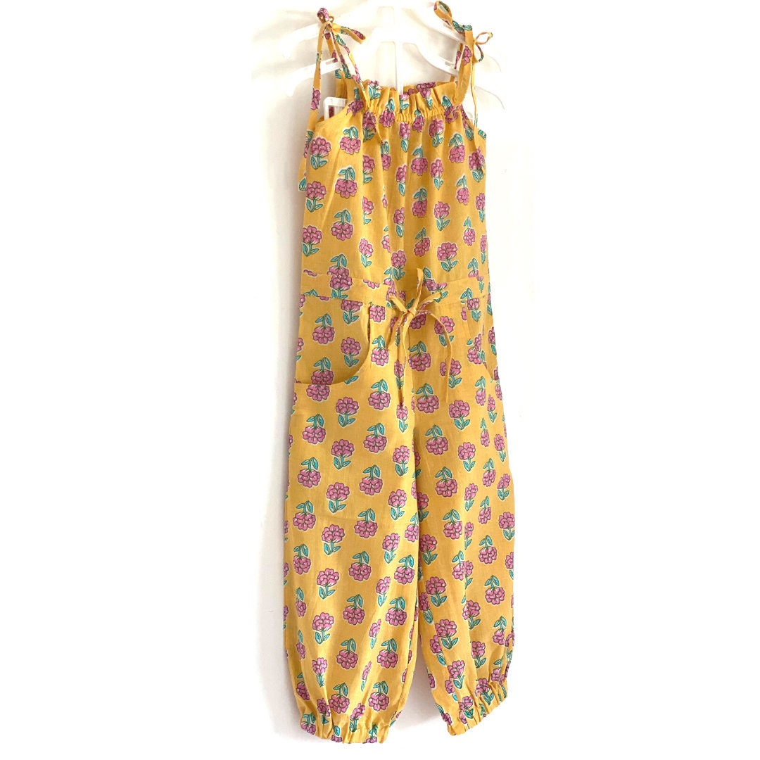 Ruffle Trim Romper Girls Comfy Overalls Jumpsuit With Bow Belt main image 0