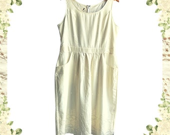 Womens Gathered Sun Dress - Cotton Midi pockets, fully lined