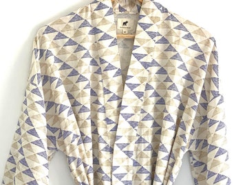Unisex Men’s robe viscose rayon triangle print, Kimono Spa Robe in rayon, + bag,  Beach Cover up, Light Weight not transparent