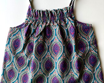 Tenue d'été pour filles, chemisier d'été en coton tissé, haut à bretelles Block Print Style Cotton