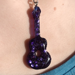 UKULELE Uke PENDANT Necklace Charm Handmade in UK Purple (choice of cord) Resin Gift for Musicians Guitar Violin Orchestra