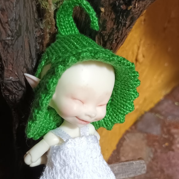 Floral inspired Pixie elf faerie hat for Real puki Realpuki Dolls Handknitted clothes outfit (NO DOLL)