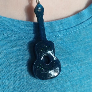 UKULELE Uke PENDANT Necklace Charm Handmade in UK Dark Teal (choice of cord) Resin Gift for Musicians Guitar Violin Orchestra