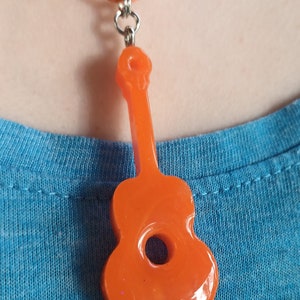 UKULELE Uke PENDANT Necklace Charm Handmade in UK Bright Orange (choice of cord) Resin Gift for Musicians Guitar Violin Orchestra