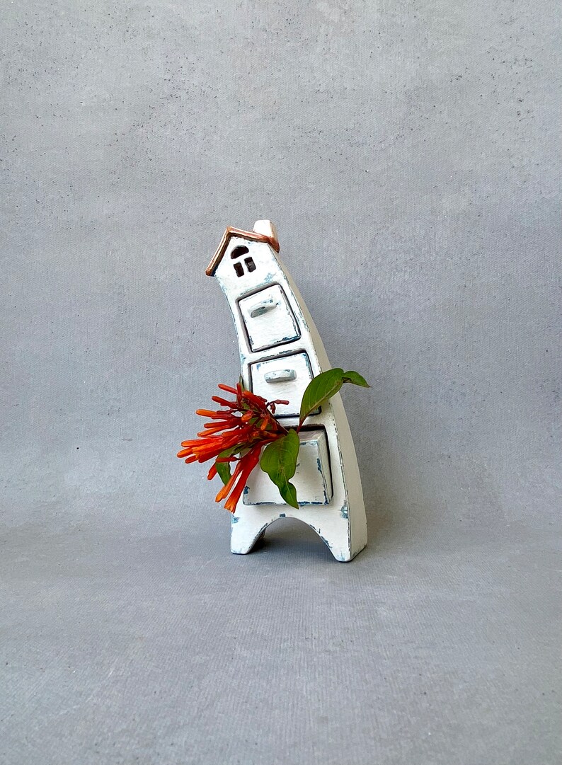 handmade ceramic house, housewarming gift, house shaped jewelry box, house with mini drawers, small treasuries box image 1