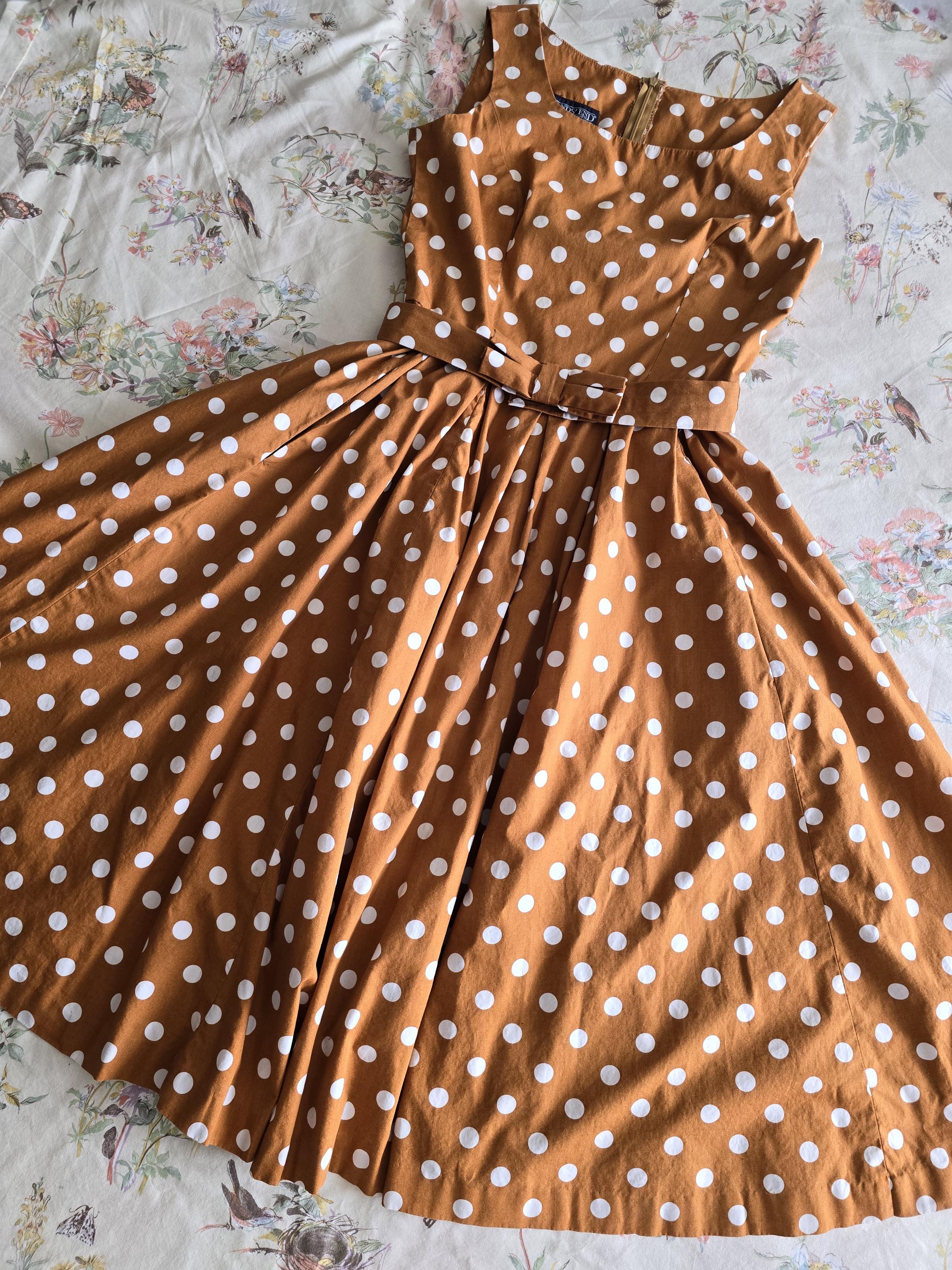 Brown Polka Dot Vintage Dress - Etsy Brown Polka Dot Vintage Dress - Etsy