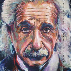 May include: A colorful portrait of a man with white hair and a mustache. The painting features a close-up of the man's face, with visible wrinkles and expressive eyes. The artwork is signed and dated.