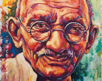 Ghandi, Famous People, Portrait, Fine Art Print