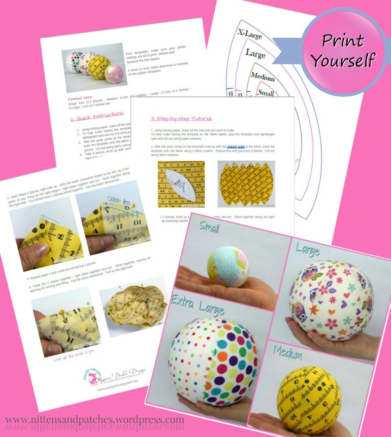 Fabric Ball Sewing Pattern 4 sizes image 5