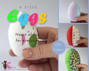 Fabric Eggs Sewing Pattern - 4 sizes ~ Instant Download, Children's Soft Toy, Games, easter