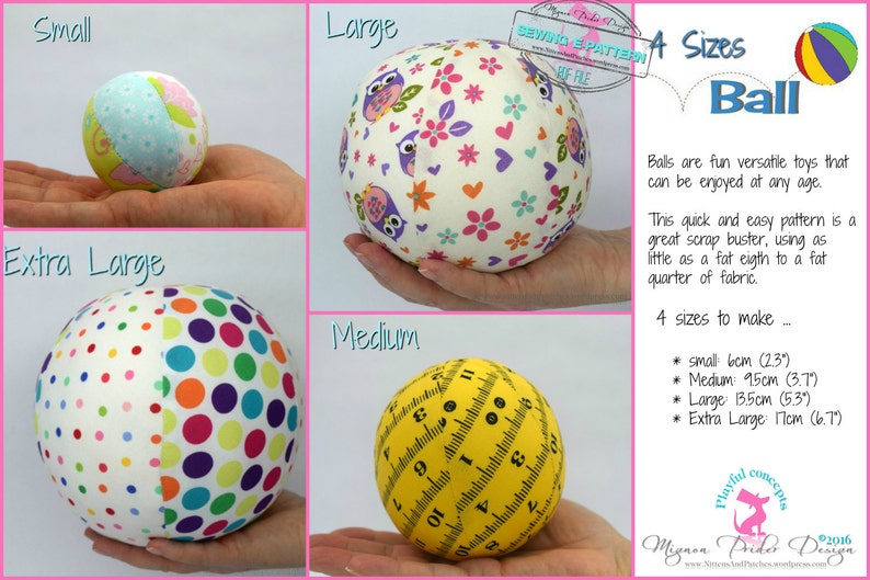 Fabric Ball Sewing Pattern 4 sizes image 3