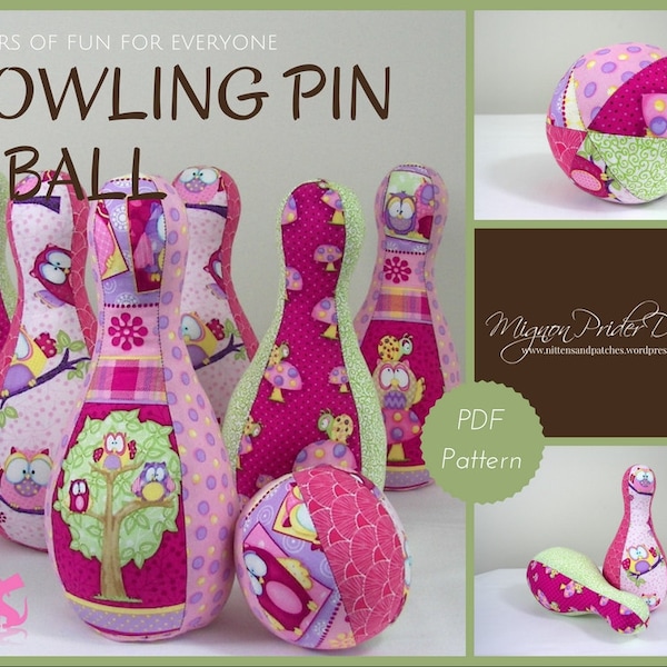 Bowling Pin & Ball soft toy game ~ sewing e-Pattern