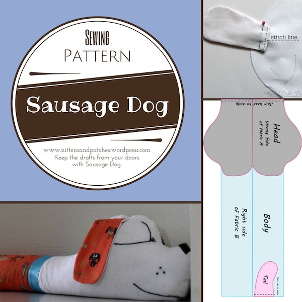 Sausage Dog Sewing Pattern; Door Draft Stopper