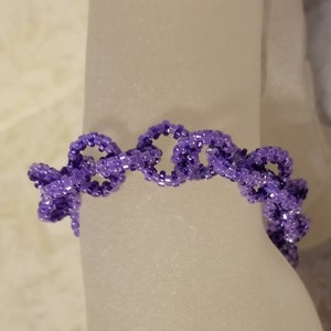 Petite beadweaved purple bracelet