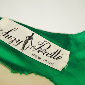 1950s SUZY PERETTE Green Satin drop waist dress / 29 Waist image 5