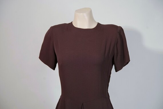 1940s Dramatic Peplum Bustle Mocha Chestnut Brown