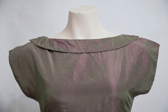 Medium 1950s iridescent taffeta dress // Brown Gr… - image 5