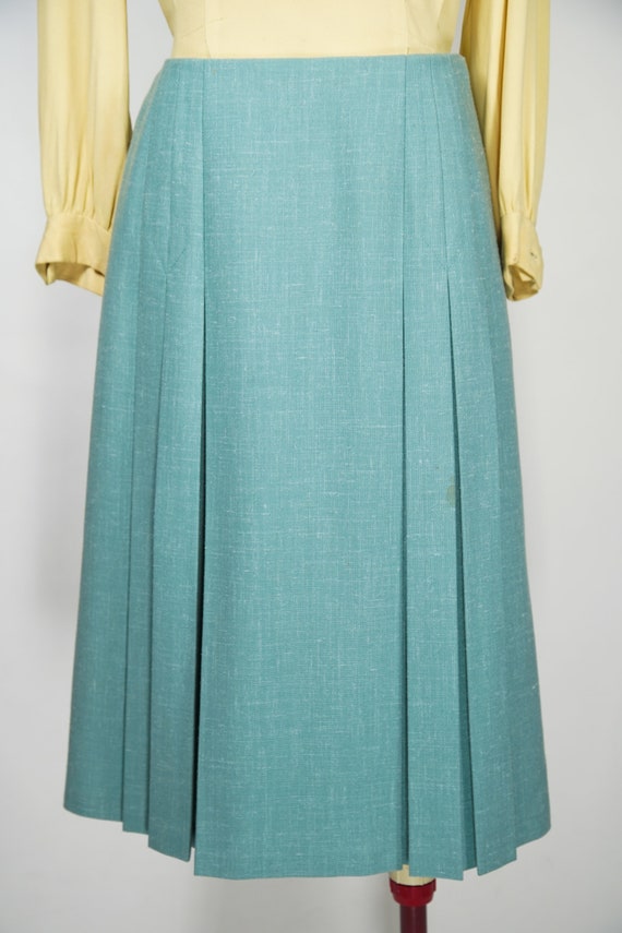 1960s style FLETCHER JONES teal blue skirt / 28" … - image 3