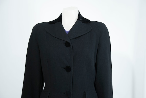 1940s Black Jacket with velvet trim