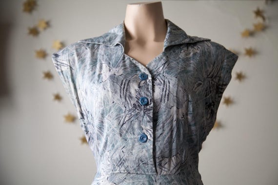 1950s novelty print day dress with pocket
