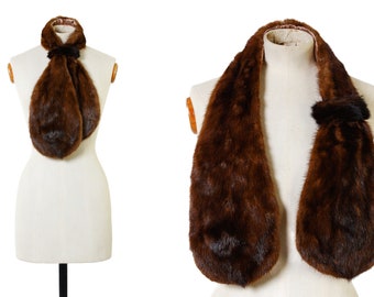 1940s / 1950s Brown Fur Scarf / Fur Tie / Mink