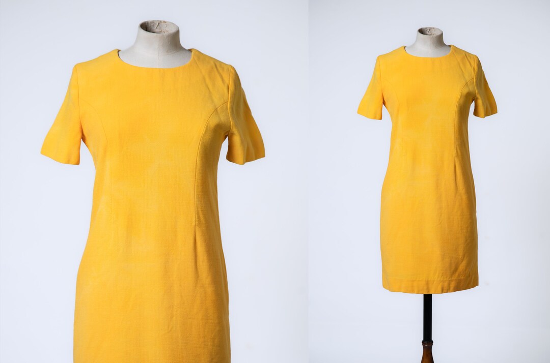 1960s Golden Mustard Yellow Mod Wiggle Dress Etsy