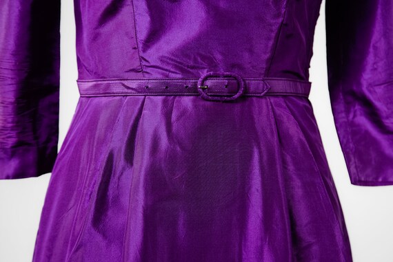 1950s REMBRANDT Royal Purple Silk Dress with Dram… - image 9